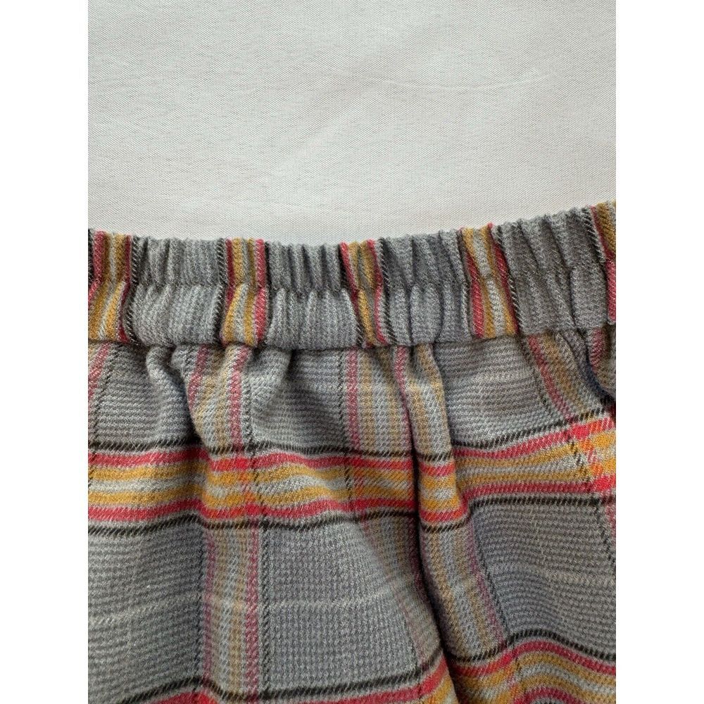 Uniqlo Mini‎ Skirt brown Plaid Tartan Wool Blend Faux Wrap Grunge Women's Sz 160 - Picture 7 of 10
